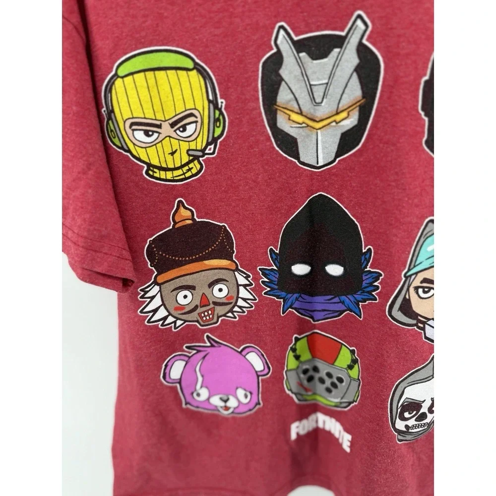 Fortnite Boys Graphic T-Shirt Heather Red Character Skins Crew Neck Small SM